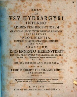 De usu hydrargyri interno ad mentem recentiorum