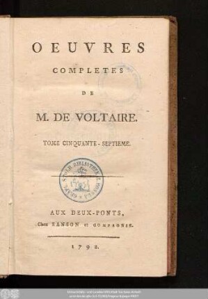 Tome Cinquante-Septieme = Dictionnaire Philosophique, Tome VI.: Oeuvres Completes De M. De Voltaire