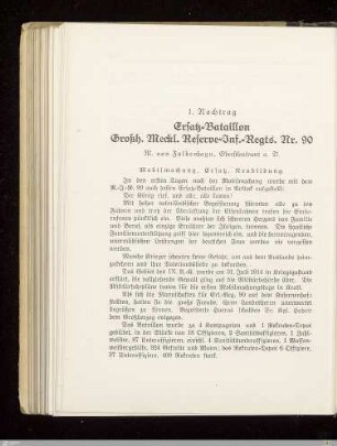 1. Nachtrag: Ersatz-Bataillon Großh. Meckl. Reserve-Inf.-Regts. Nr. 90
