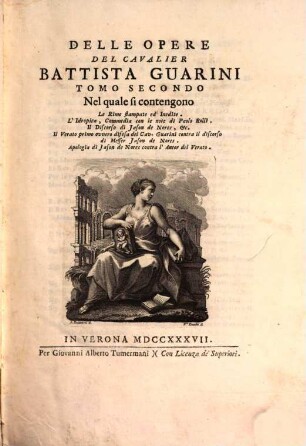 Delle Opere Del Cavalier Battista Guarini Tomo .... 2, Nel quale si contengono Le Rime stampate ed' Inedite [u.a.]