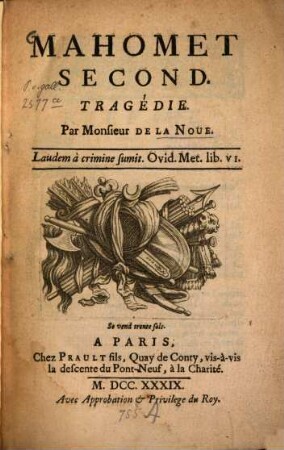 Mahomet Second : Tragédie
