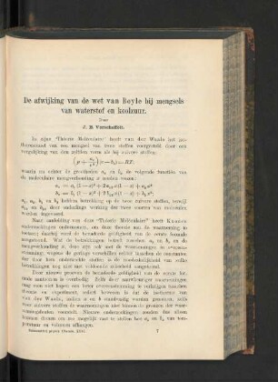 De afwijking van de wet van Boyle bij mengsels van waterstof en koolzuur