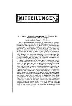 XXXIII. Generalversammlung des Vereins für wissenschaftliche Pädagogik