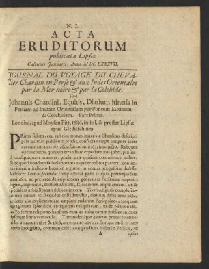 N. I. [...] Calendis Januarii, Anno M DC LXXXVII.