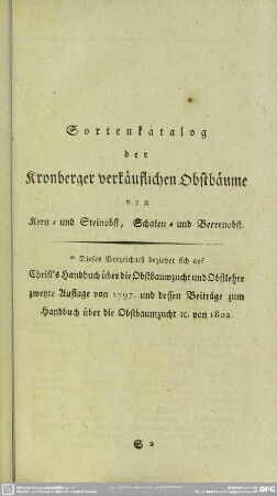Sortenkatalog der Kronberger verkäuflichen Obstbäume von Kern- und Steinobst, Schalen- und Beerenobst