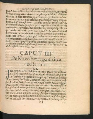 Caput III. De Novo Emergenti circa Jus Rerum.