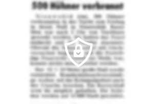 500 Hühner verbrannt