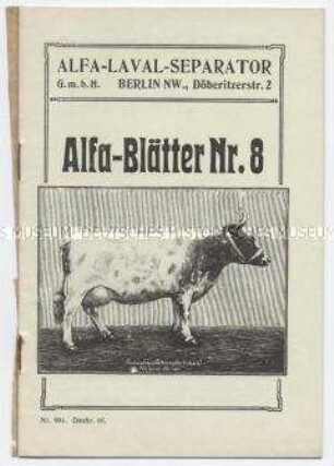Alfa-Blätter Nr.8 / Arbeit mit Alfa-Hand-Separatoren und Rahmbehandlung