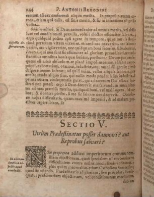 Sectio V. Utrùm Praedestinatus posset damnari? aut Reprobus salvari?