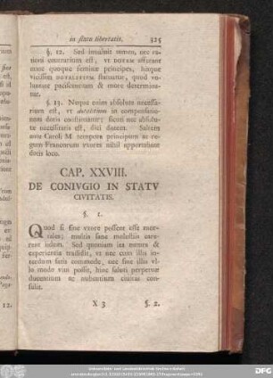 Cap. XXVIII. De Coniugio In Statu Civitatis.