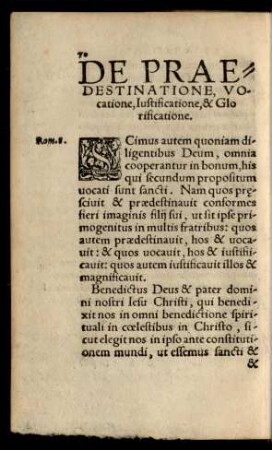 De Praedestinatione, Vocatione, Iustificatione, & Glorificatione.