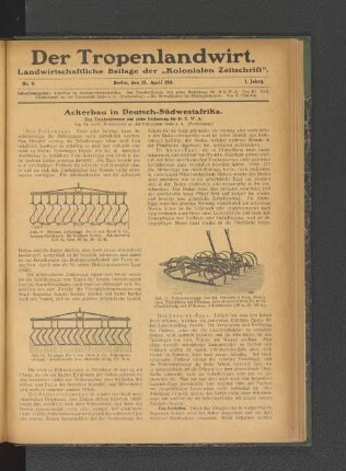 Ackerbau in Deutsch-Südwestafrika.