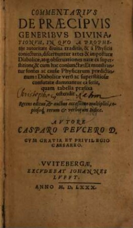 Commentarius de praecipuis divinationum generibus