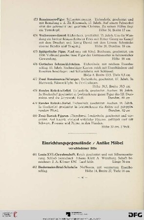 Einrichtungsgegenstände; Antike Möbel (Nr. 481-525)