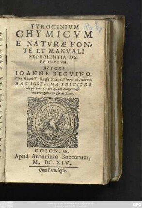 Tyrocinium Chymicum E Naturae Fonte Et Manuali Experientia Depromptum