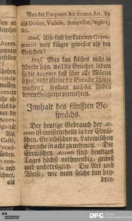 Innhalt des fünfften Gesprächs.