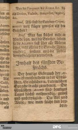 Innhalt des fünfften Gesprächs.