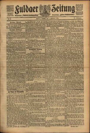 Erste Ausgabe vom Montag, den 01. Februar 1909.