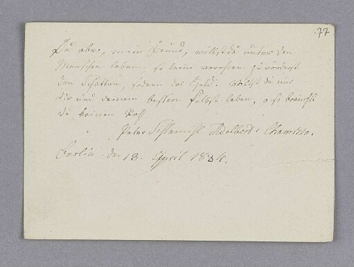Adalbert Chamisso. – Berlin, 13.04.1834