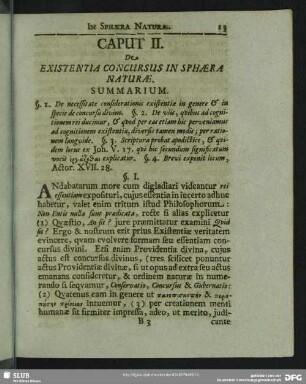 Caput II. De Existentia Concursus In Sphaera Naturae