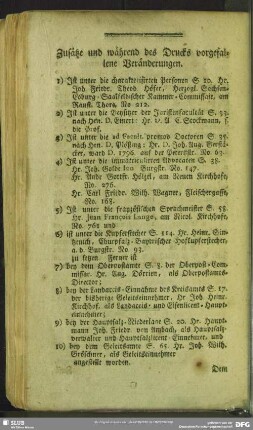 Zusätze und während des Drucks vorgefallene Veränderungen