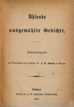 Uhlands ausgewählte Gedichte