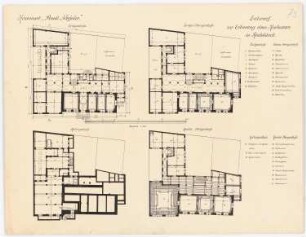 Rathaus, Rudolstadt: Grundriss Keller, EG, 1. OG, 2. OG