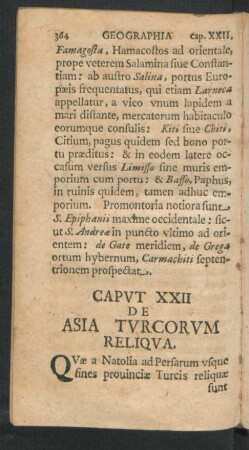 Caput XXII. De Asia Turcorum Reliqua.