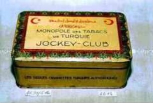 Blechdose für 100 Stück Zigaretten "JOCKEY - CLUB, MONOPOLE DES TABACS DE TURQUIE"