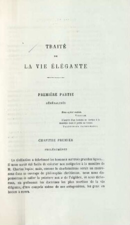 Première partie. Généralités