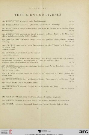 Textilien und Diverse (Nr. 259-297)