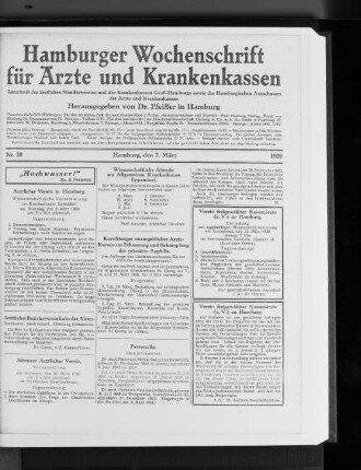 Wissenschaftliche Abende am Allgemenen Krankenhause Eppendorf.