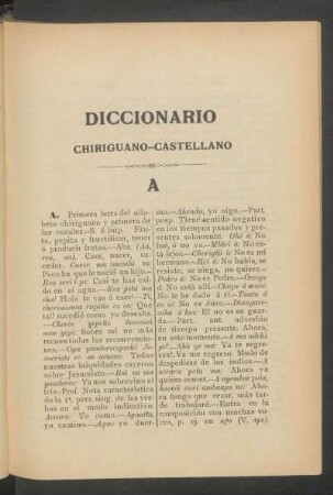 Diccionario Chiriguano-Castellano
