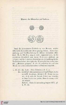 7: Münzen der Kleruchen auf Imbros