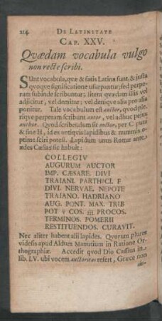 Cap. XXV. Quaedam vocabula vulgo non recte scribi.