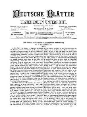 Das Gefühl und seine pädagogische Bedeutung : (Schluß)