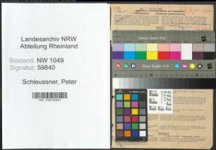 Entnazifizierung Peter Schleussner , geb. 20.04.1906 (Wachtmeister)