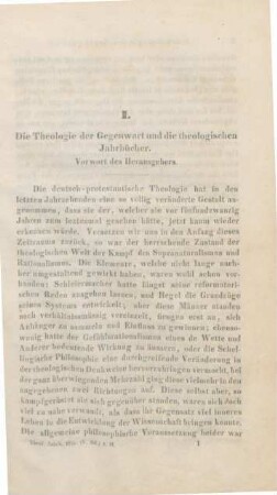 1-28 Die Tehologie der Gegenwart und die theologischen Jahrbücher : Vorwort des Herausgebers