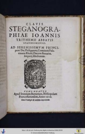 Clavis steganographiae Joannis Trithemii.