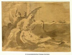 Drei Engel mit dem Leichnam Christi
