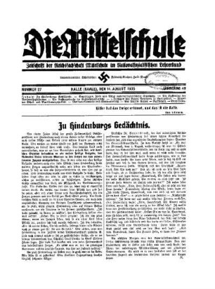 Zu Hindenburgs Gedächtnis