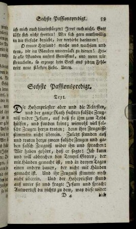 Sechste Passionspredigt.