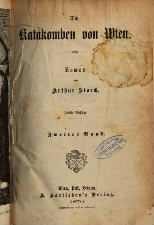 Die Katakomben von Wien : Roman von Arthur Storch, 2