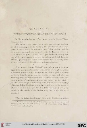 Chapter VI – The employment of Indian troops in the war