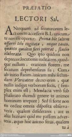 PRAEFATIO LECTORI Sal.