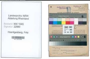 Entnazifizierung Fritz Hoentgesberg , geb. 18.05.1890 (Kaufmaennischer Angestellter)