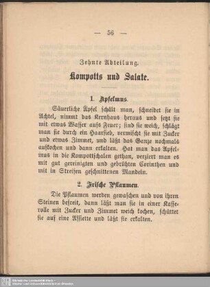 Zehnte Abteilung. Kompotts und Salate