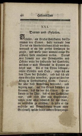 XXI. Darius und Syloson. - XXX. Der gerührte Schwelger.
