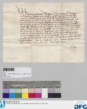 Markgraf Johann von Brandenburg gebietet seinen Amtleuten der zur Frankfurter Herbstmesse reisenden Kaufmannschaft sicheres Geleit zu geben.