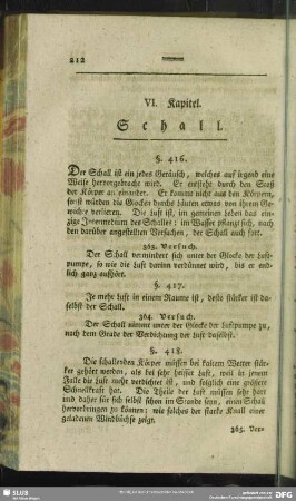 VI. Kapitel. Schall